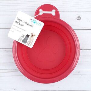 Blue Paws Collapsible Pet Bowl Large 7 inch Red